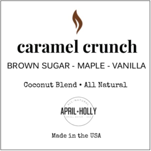 אפריל+נר קראנץ 'של הולי קרמל | לא רעיל | טבעי | ריחני בכבדות | תערובת שעוות קוקוס | מיוצר בארצות